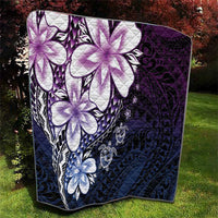 Polynesia Romantic Valentine Quilt Sea Turtle Couple With Purple Gradient Plumeria