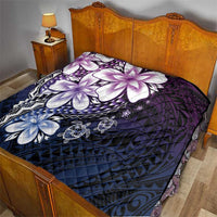 Polynesia Romantic Valentine Quilt Sea Turtle Couple With Purple Gradient Plumeria