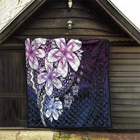 Polynesia Romantic Valentine Quilt Sea Turtle Couple With Purple Gradient Plumeria