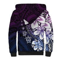 Polynesia Romantic Valentine Sherpa Hoodie Sea Turtle Couple With Purple Gradient Plumeria LT05 - Polynesian Pride