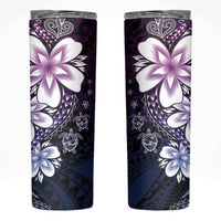 Polynesia Romantic Valentine Skinny Tumbler Sea Turtle Couple With Purple Gradient Plumeria LT05 Purple - Polynesian Pride