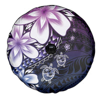 Polynesia Romantic Valentine Spare Tire Cover Sea Turtle Couple With Purple Gradient Plumeria