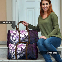 Polynesia Romantic Valentine Travel Bag Sea Turtle Couple With Purple Gradient Plumeria
