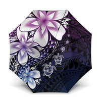 Polynesia Romantic Valentine Umbrella Sea Turtle Couple With Purple Gradient Plumeria
