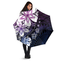 Polynesia Romantic Valentine Umbrella Sea Turtle Couple With Purple Gradient Plumeria