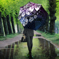 Polynesia Romantic Valentine Umbrella Sea Turtle Couple With Purple Gradient Plumeria