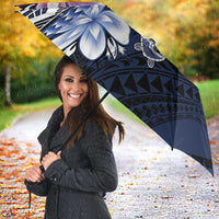 Polynesia Romantic Valentine Umbrella Sea Turtle Couple With Purple Gradient Plumeria