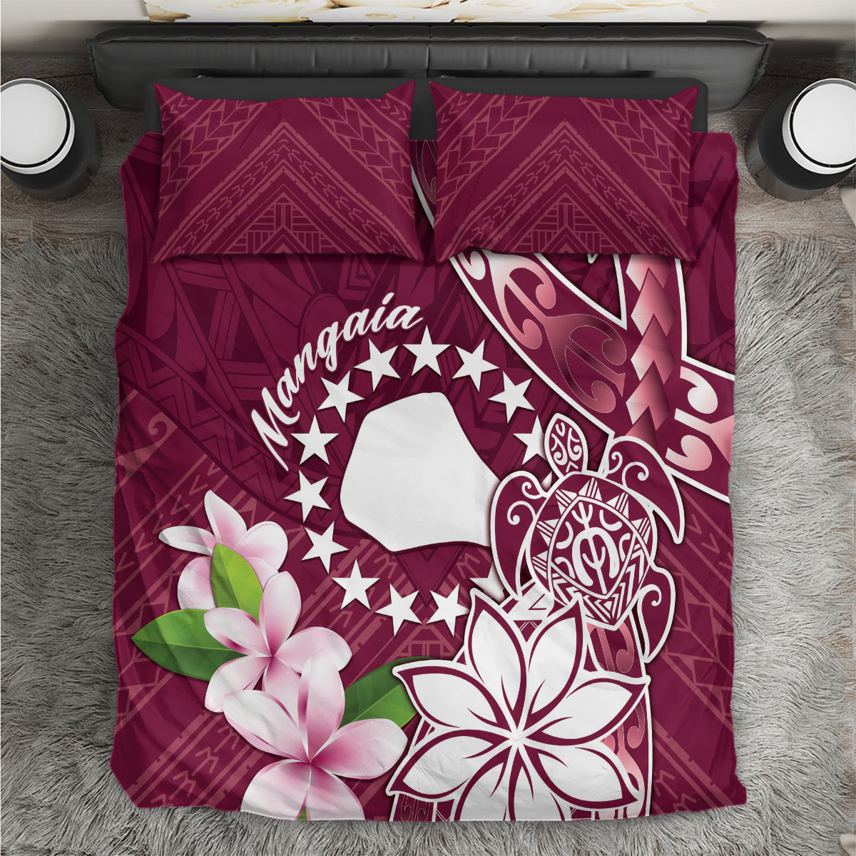 Cook Island Mangaia Gospel Day Bedding Set Floral Tribal Pattern