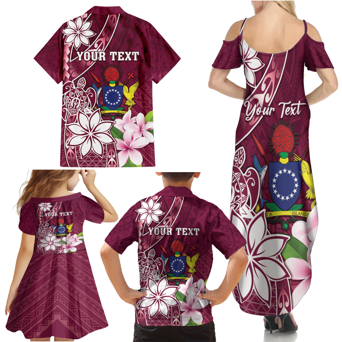 Personalised Cook Island Mangaia Gospel Day Family Matching Summer Maxi Dress and Hawaiian Shirt Floral Tribal Pattern LT05 - Polynesian Pride