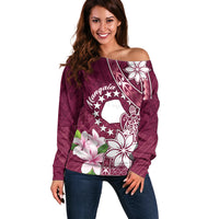 Personalised Cook Island Mangaia Gospel Day Off Shoulder Sweater Floral Tribal Pattern