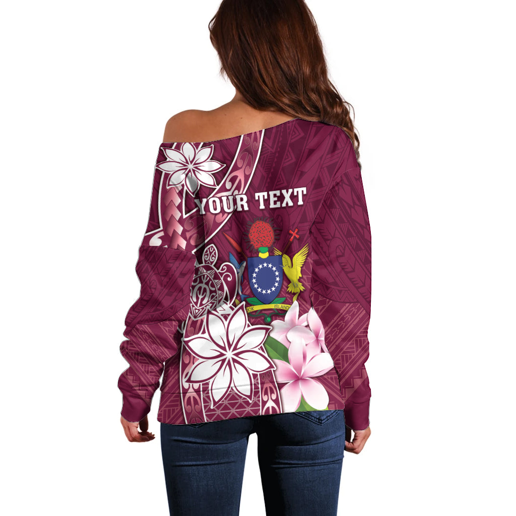 Personalised Cook Island Mangaia Gospel Day Off Shoulder Sweater Floral Tribal Pattern