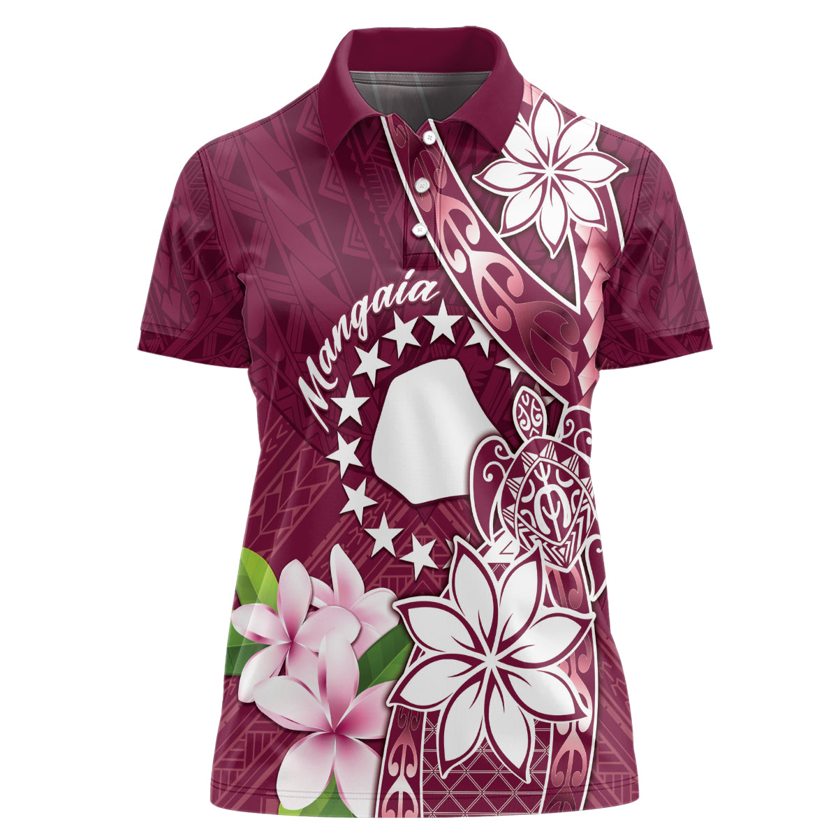 Personalised Cook Island Mangaia Gospel Day Women Polo Shirt Floral Tribal Pattern