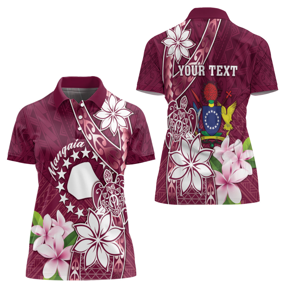 Personalised Cook Island Mangaia Gospel Day Women Polo Shirt Floral Tribal Pattern