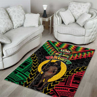 Vanuatu 45th Anniversary Independence Day Area Rug Melanesian Warrior With Sand Drawing Pattern LT05