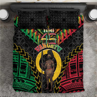 Vanuatu 45th Anniversary Independence Day Bedding Set Melanesian Warrior With Sand Drawing Pattern LT05