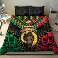 Vanuatu 45th Anniversary Independence Day Bedding Set Melanesian Warrior With Sand Drawing Pattern LT05