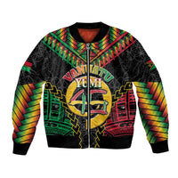 Vanuatu 45th Anniversary Independence Day Bomber Jacket Melanesian Warrior With Sand Drawing Pattern LT05