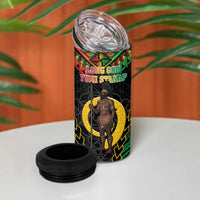 Vanuatu 45th Anniversary Independence Day 4 in 1 Can Cooler Tumbler Melanesian Warrior With Sand Drawing Pattern LT05