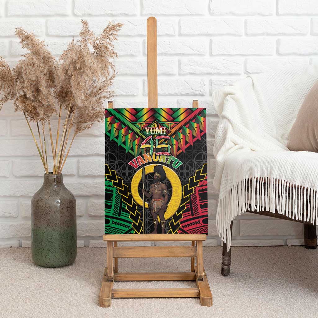 Vanuatu 45th Anniversary Independence Day Canvas Wall Art Melanesian Warrior With Sand Drawing Pattern LT05