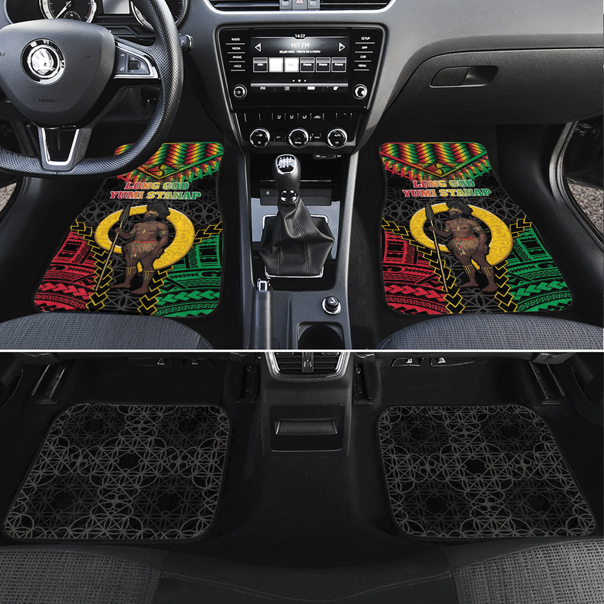 Vanuatu 44th Anniversary Independence Day Car Mats Melanesian Warrior With Sand Drawing Pattern