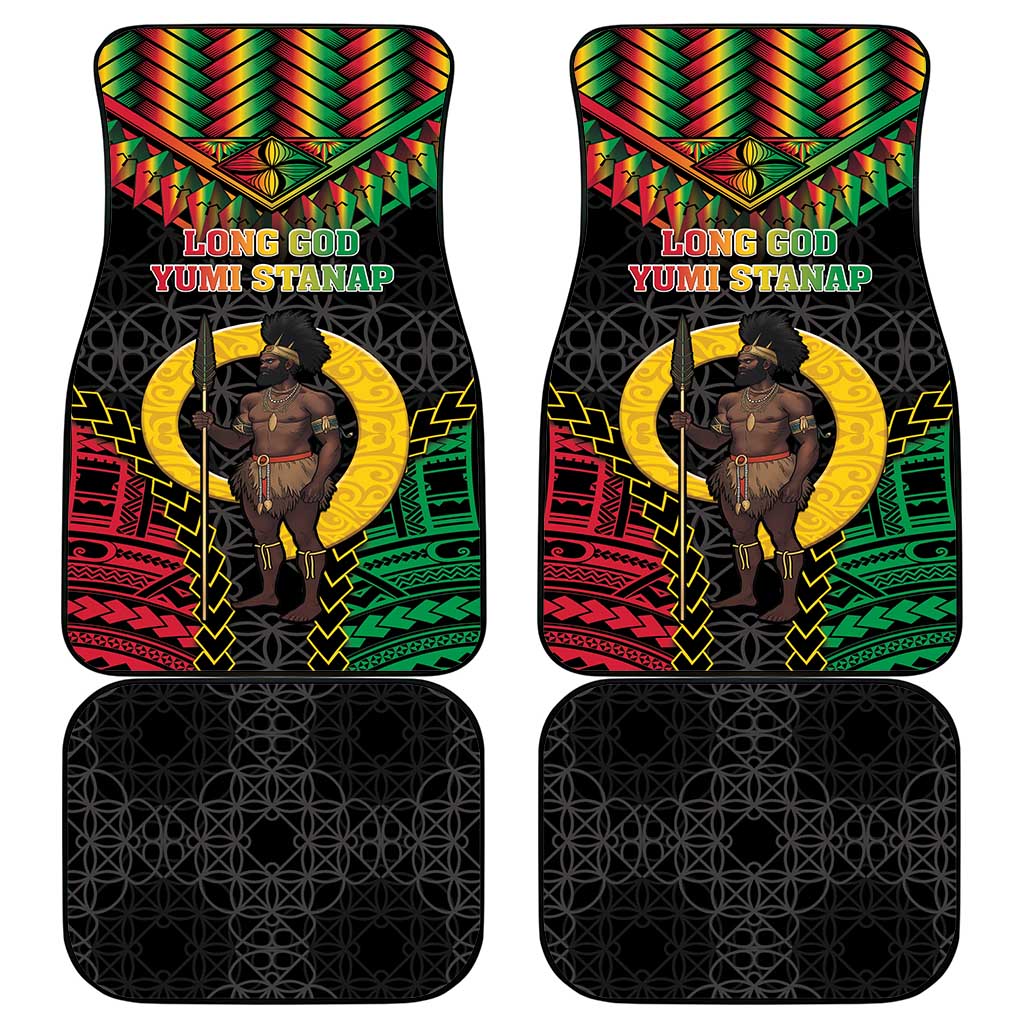 Vanuatu 45th Anniversary Independence Day Car Mats Melanesian Warrior With Sand Drawing Pattern LT05