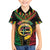 Vanuatu 45th Anniversary Independence Day Family Matching Off The Shoulder Long Sleeve Dress and Hawaiian Shirt Melanesian Warrior With Sand Drawing Pattern LT05