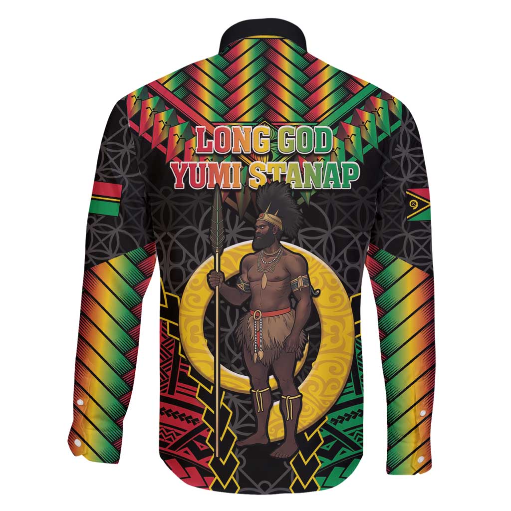 Vanuatu 45th Anniversary Independence Day Family Matching Off Shoulder Maxi Dress and Hawaiian Shirt Melanesian Warrior With Sand Drawing Pattern LT05 - Polynesian Pride