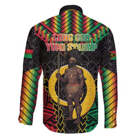 Vanuatu 45th Anniversary Independence Day Family Matching Off Shoulder Maxi Dress and Hawaiian Shirt Melanesian Warrior With Sand Drawing Pattern LT05 - Polynesian Pride