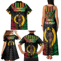 Vanuatu 45th Anniversary Independence Day Family Matching Tank Maxi Dress and Hawaiian Shirt Melanesian Warrior With Sand Drawing Pattern LT05 - Polynesian Pride