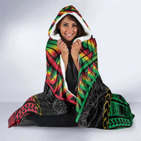 Vanuatu 45th Anniversary Independence Day Hooded Blanket Melanesian Warrior With Sand Drawing Pattern LT05