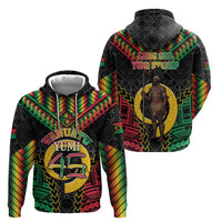 Vanuatu 45th Anniversary Independence Day Hoodie Melanesian Warrior With Sand Drawing Pattern LT05