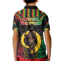 Vanuatu 45th Anniversary Independence Day Kid Polo Shirt Melanesian Warrior With Sand Drawing Pattern LT05