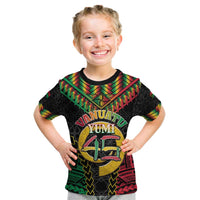Vanuatu 45th Anniversary Independence Day Kid T Shirt Melanesian Warrior With Sand Drawing Pattern LT05