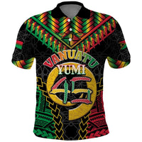 Vanuatu 45th Anniversary Independence Day Polo Shirt Melanesian Warrior With Sand Drawing Pattern LT05