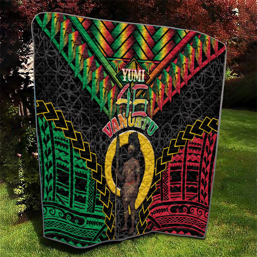 Vanuatu 46th Anniversary Independence Day Quilt Melanesian Warrior With Sand Drawing Pattern LT05 - Polynesian Pride