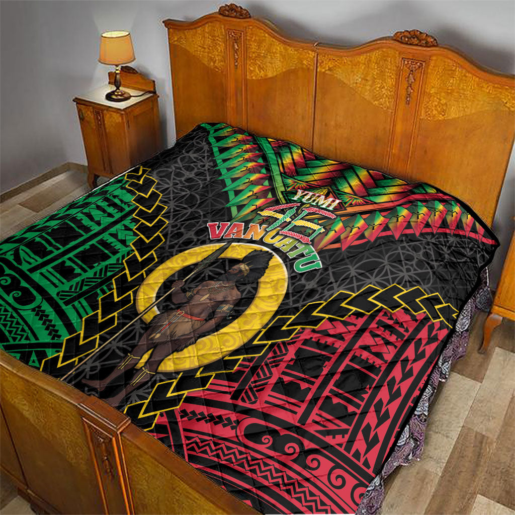 Vanuatu 46th Anniversary Independence Day Quilt Melanesian Warrior With Sand Drawing Pattern LT05 - Polynesian Pride