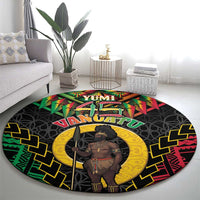 Vanuatu 45th Anniversary Independence Day Round Carpet Melanesian Warrior With Sand Drawing Pattern LT05