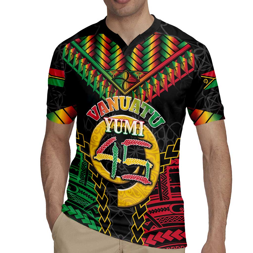 Vanuatu 45th Anniversary Independence Day Rugby Jersey Melanesian Warrior With Sand Drawing Pattern LT05