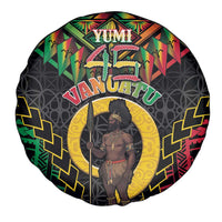Vanuatu 45th Anniversary Independence Day Spare Tire Cover Melanesian Warrior With Sand Drawing Pattern LT05