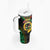 Vanuatu 44th Anniversary Independence Day Tumbler With Handle Melanesian Warrior With Sand Drawing Pattern