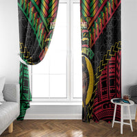 Vanuatu 45th Anniversary Independence Day Window Curtain Melanesian Warrior With Sand Drawing Pattern LT05