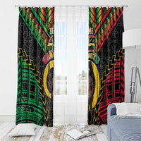 Vanuatu 45th Anniversary Independence Day Window Curtain Melanesian Warrior With Sand Drawing Pattern LT05