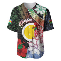Personalised Vanuatu Shefa Day Baseball Jersey Floral Pattern LT05 Black - Polynesian Pride