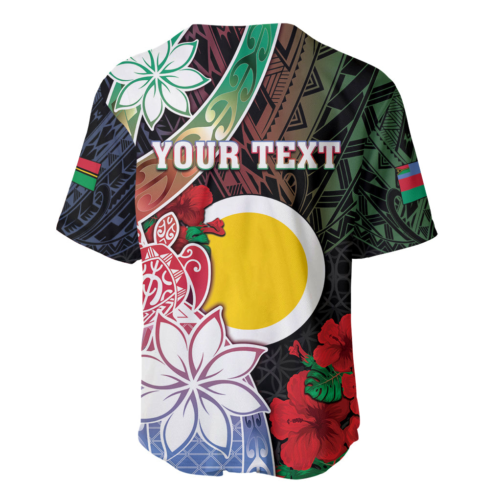 Personalised Vanuatu Shefa Day Baseball Jersey Floral Pattern LT05 - Polynesian Pride