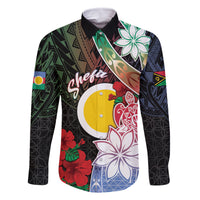Personalised Vanuatu Shefa Day Family Matching Mermaid Dress and Hawaiian Shirt Floral Pattern LT05 Dad's Shirt - Long Sleeve Black - Polynesian Pride