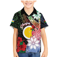 Personalised Vanuatu Shefa Day Family Matching Mermaid Dress and Hawaiian Shirt Floral Pattern LT05 Son's Shirt Black - Polynesian Pride