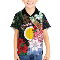 Personalised Vanuatu Shefa Day Family Matching Tank Maxi Dress and Hawaiian Shirt Floral Pattern LT05 Son's Shirt Black - Polynesian Pride