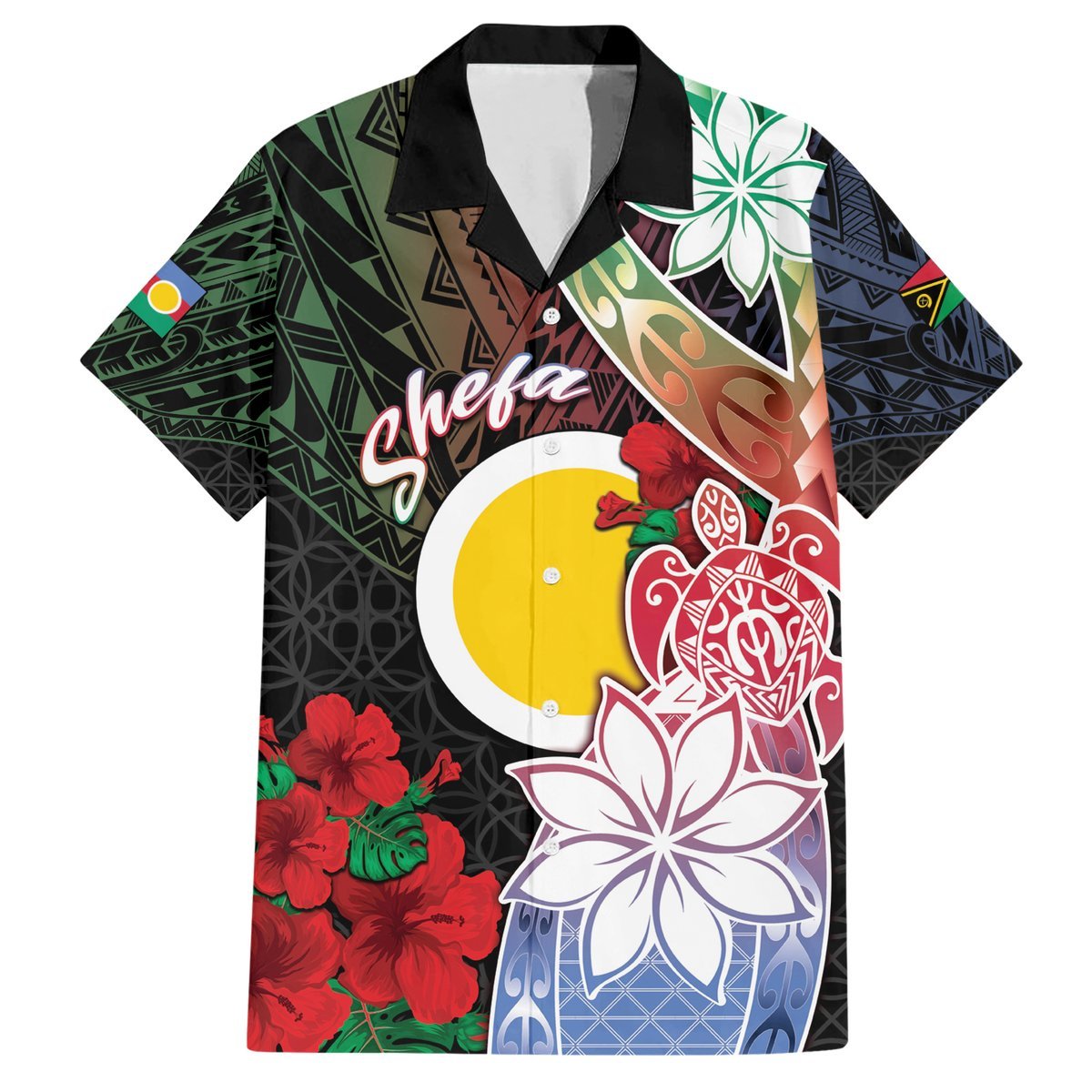 Personalised Vanuatu Shefa Day Hawaiian Shirt Floral Pattern LT05 Black - Polynesian Pride
