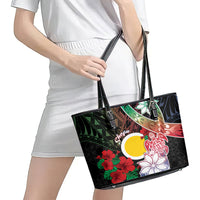 Vanuatu Shefa Day Leather Tote Bag Floral Pattern LT05 - Polynesian Pride