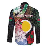 Personalised Vanuatu Shefa Day Long Sleeve Button Shirt Floral Pattern